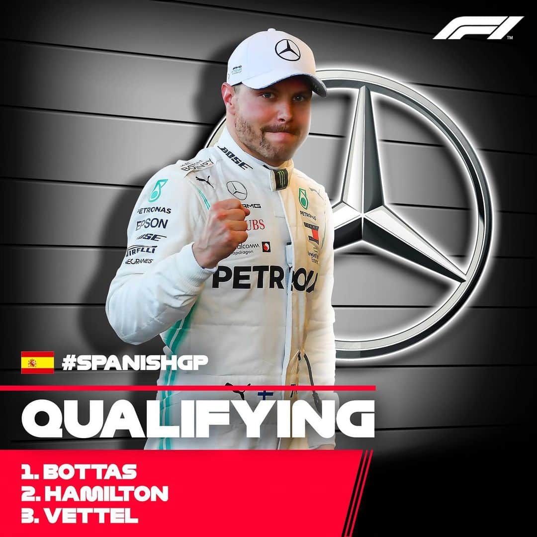 F1さんのインスタグラム写真 - (F1Instagram)「THREE IN A ROW!!! @valtteribottas is on pole for the #SpanishGP - beating Hamilton by more than 0.6s! 🥣🥣🥣 . #F1 #Formula1 @mercedesamgf1」5月11日 23時02分 - f1