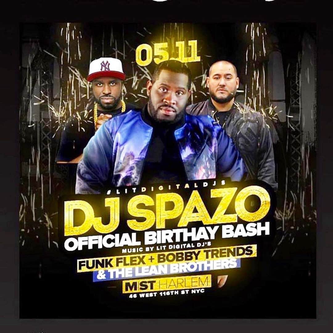 ファンクマスター・フレックスのインスタグラム：「TONIGHT WE READY HARLEM!!! @djspazo Birthday Bash!!!! @djbobbytrends x @funkflex !!!!!」