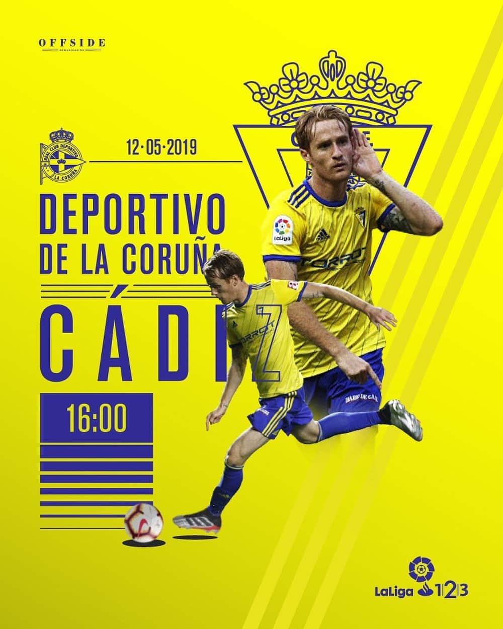 のインスタグラム：「La primera de las últimas 5 finales. 💛💙 Vamos Cádiz!! #Mehandichoqueelamarillo #AF8」