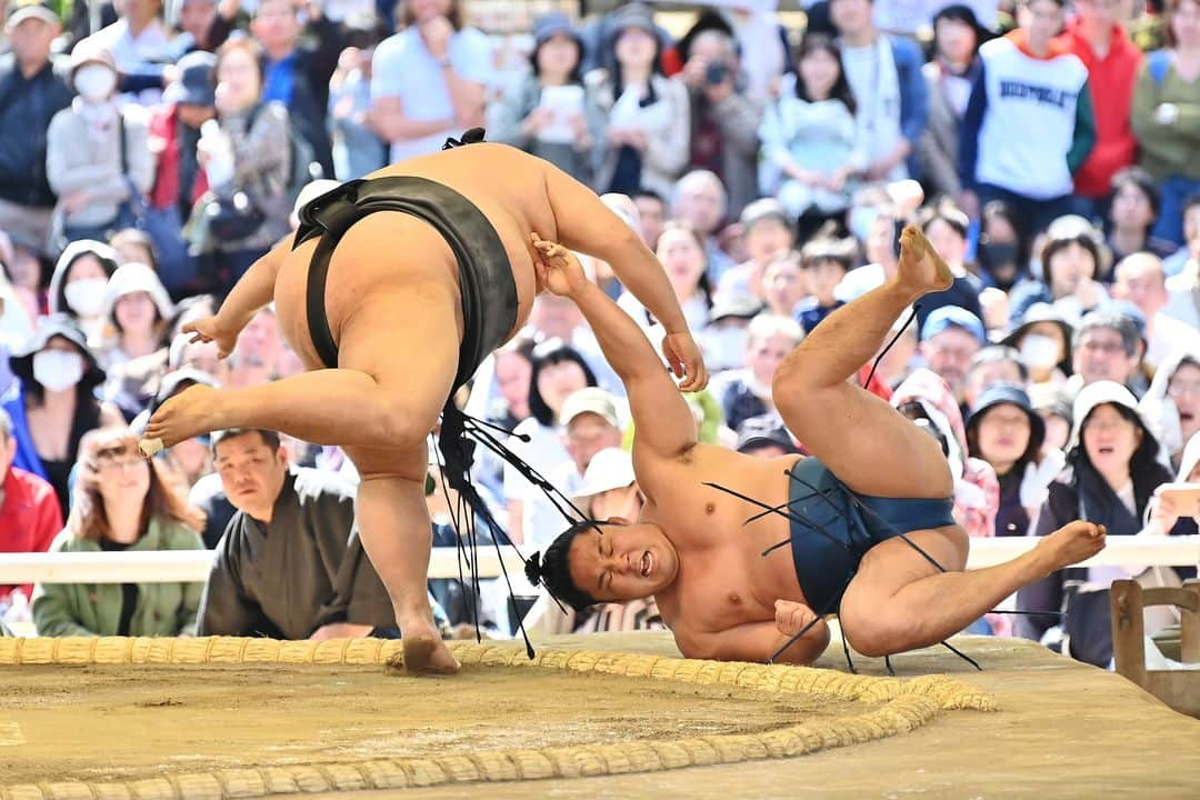 AFP通信さんのインスタグラム写真 - (AFP通信Instagram)「#AFPrepost @afpsport 📷 @charly.triballeau.afp - Sumo wrestlers take part in a traditional ring-entering ceremony as part of a "honozumo," a ceremonial sumo exhibition, on the grounds of Yasukuni shrine in Tokyo. Sumo's top wrestlers took part in an annual one-day exhibition for thousands of spectators within the shrine's precincts. #sumo #honozumo #tokyo」5月12日 11時36分 - afpphoto