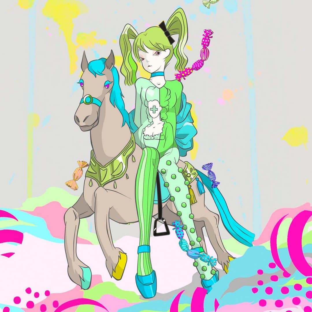 Kiyomi Aritakeのインスタグラム：「🐎👧💐」