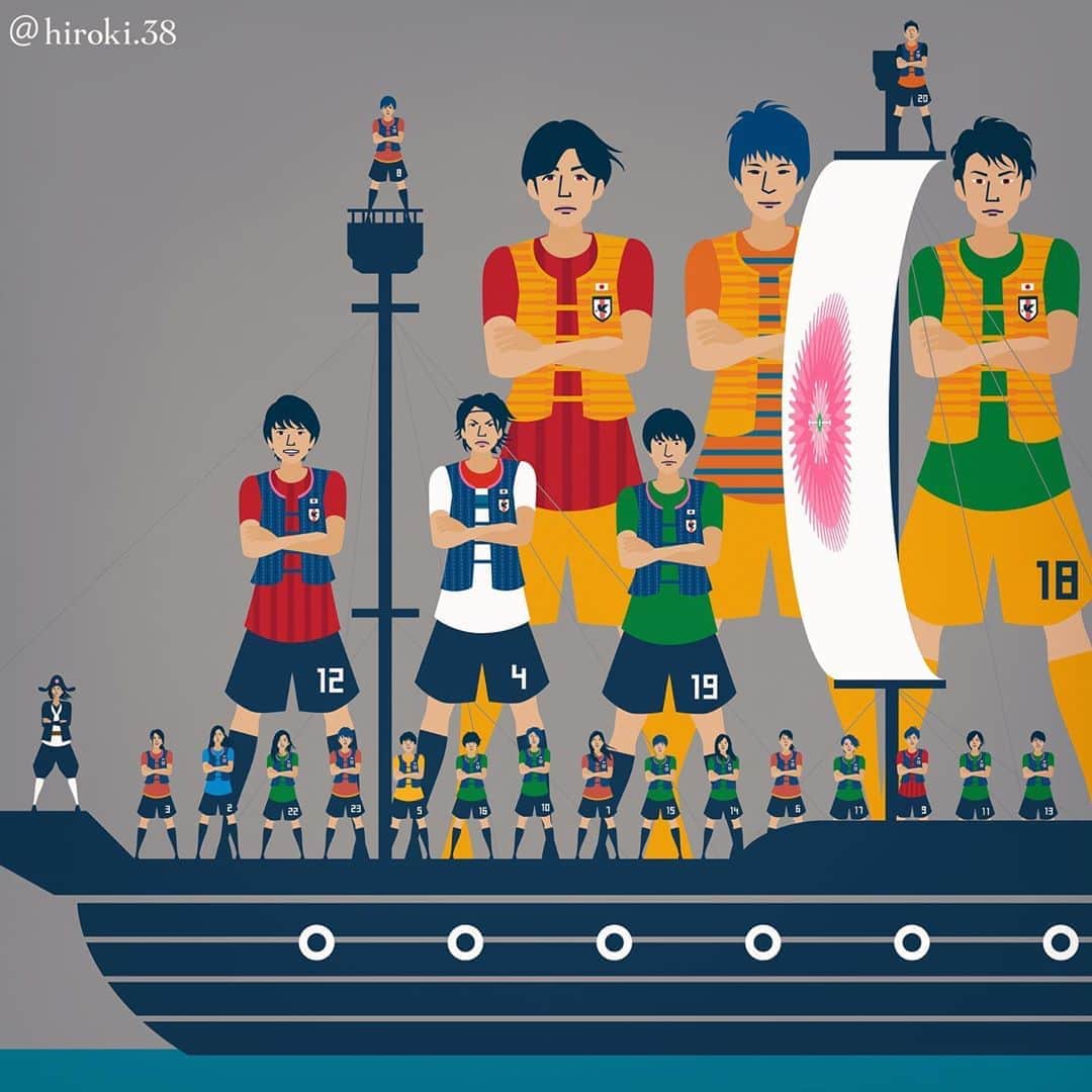 のインスタグラム：「. クルー／battle ship Nadeshiko . 6月から始まる女子W杯へ向かう メンバーが発表されました。 . 予想通りと予想外が入り混じり、 複雑な心境もありますが、、 今大会もなでしこジャパンを 全力で応援したいと思います！. . ８年前の感動とブレイクを再び！！. . . #なでしこジャパン #女子W杯 #メンバー #高倉ジャパン #日本代表 #イラスト #サッカー #サッカーイラスト#footballplayer #soccerplayer #illustrator #illustrations #sketch #vectorart #soccerillustration #nadeshiko #nadeshokojapan #battleship #fifa2019 #womensworldcup #coupeduMondefeminine」