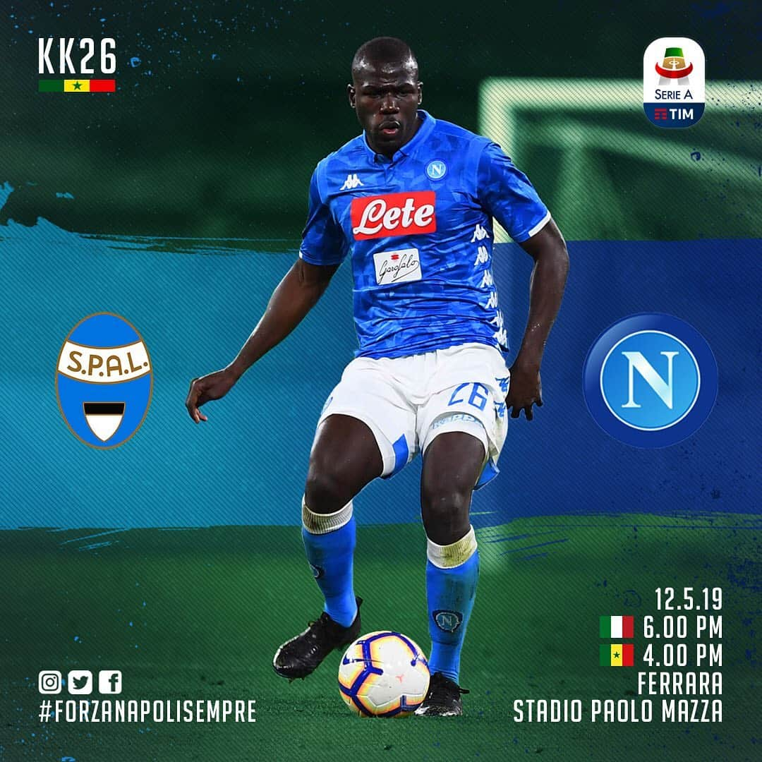 カリドゥ・クリバリさんのインスタグラム写真 - (カリドゥ・クリバリInstagram)「⚽ MATCH DAY 🇮🇹 #SpalNapoli #SerieA 🇸🇳 #KK26 #famiglia 💙 #ForzaNapoliSempre 💪🏿 #DifendoLaCittà」5月12日 16時34分 - kkoulibaly26