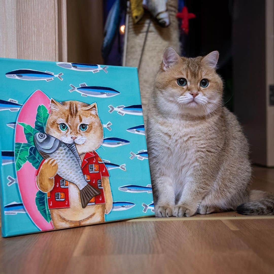 Hosicoさんのインスタグラム写真 - (HosicoInstagram)「I really like this portrait 🏄🏼‍♂️🐬🌴 Great artist @stellathedreamcatcher」5月12日 17時37分 - hosico_cat