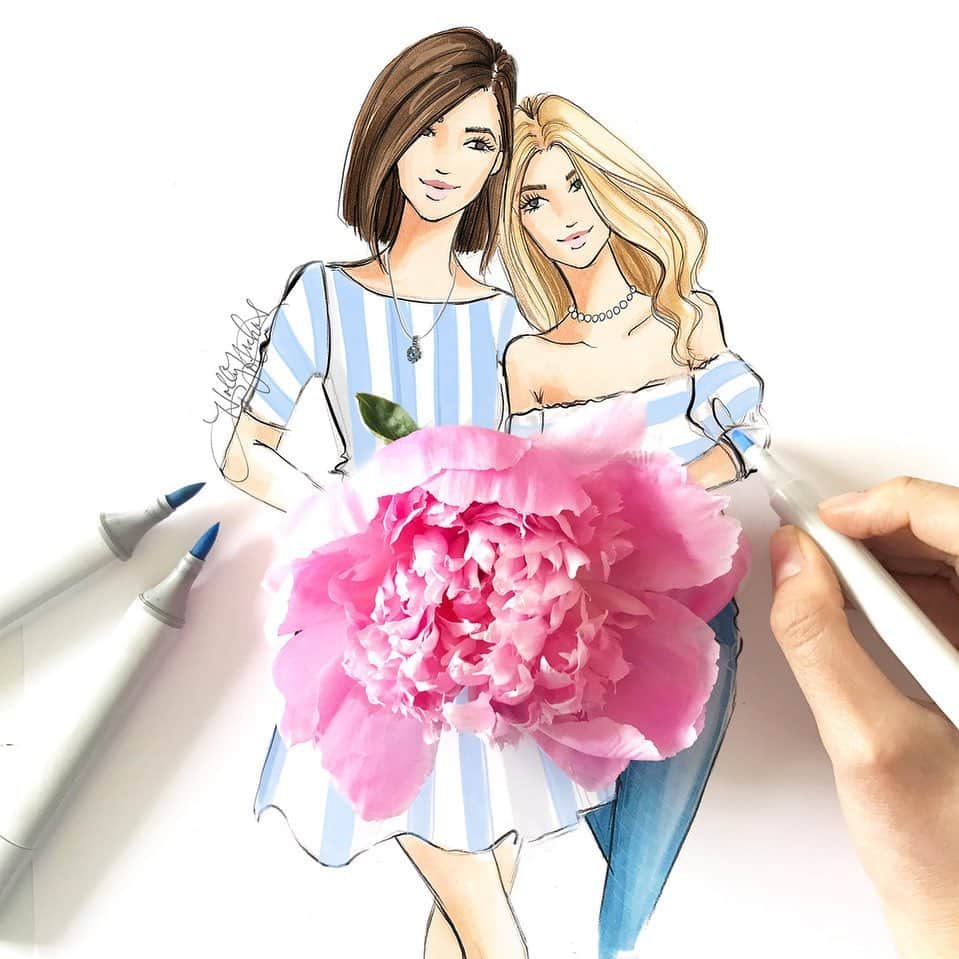 Holly Nicholsさんのインスタグラム写真 - (Holly NicholsInstagram)「Wishing a happy Mother’s Day to all who fill the role! Have a wonderful Sunday 🌸❤️ #happymothersday #mothersday #fashionillustration #fashionsketch #fashiondrawing #peony #hnicholsillustration #copicmarkers」5月12日 21時32分 - hnicholsillustration