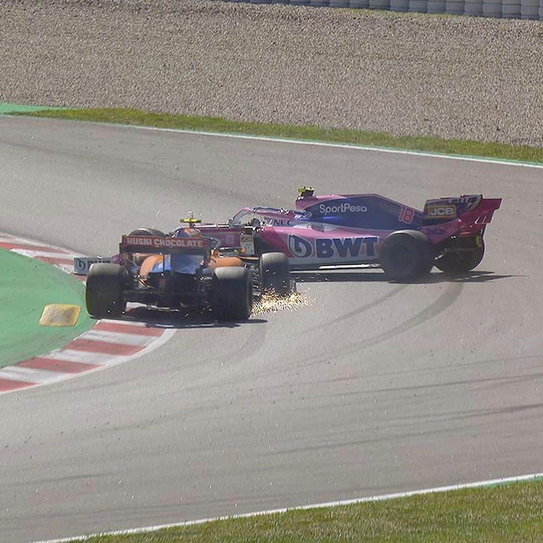 F1さんのインスタグラム写真 - (F1Instagram)「IMPACT 💥 Lando Norris collides with Lance Stroll as he tries to overtake. Both are out of the race 🙁 . #F1 #Formula1 #SpanishGP」5月12日 23時27分 - f1