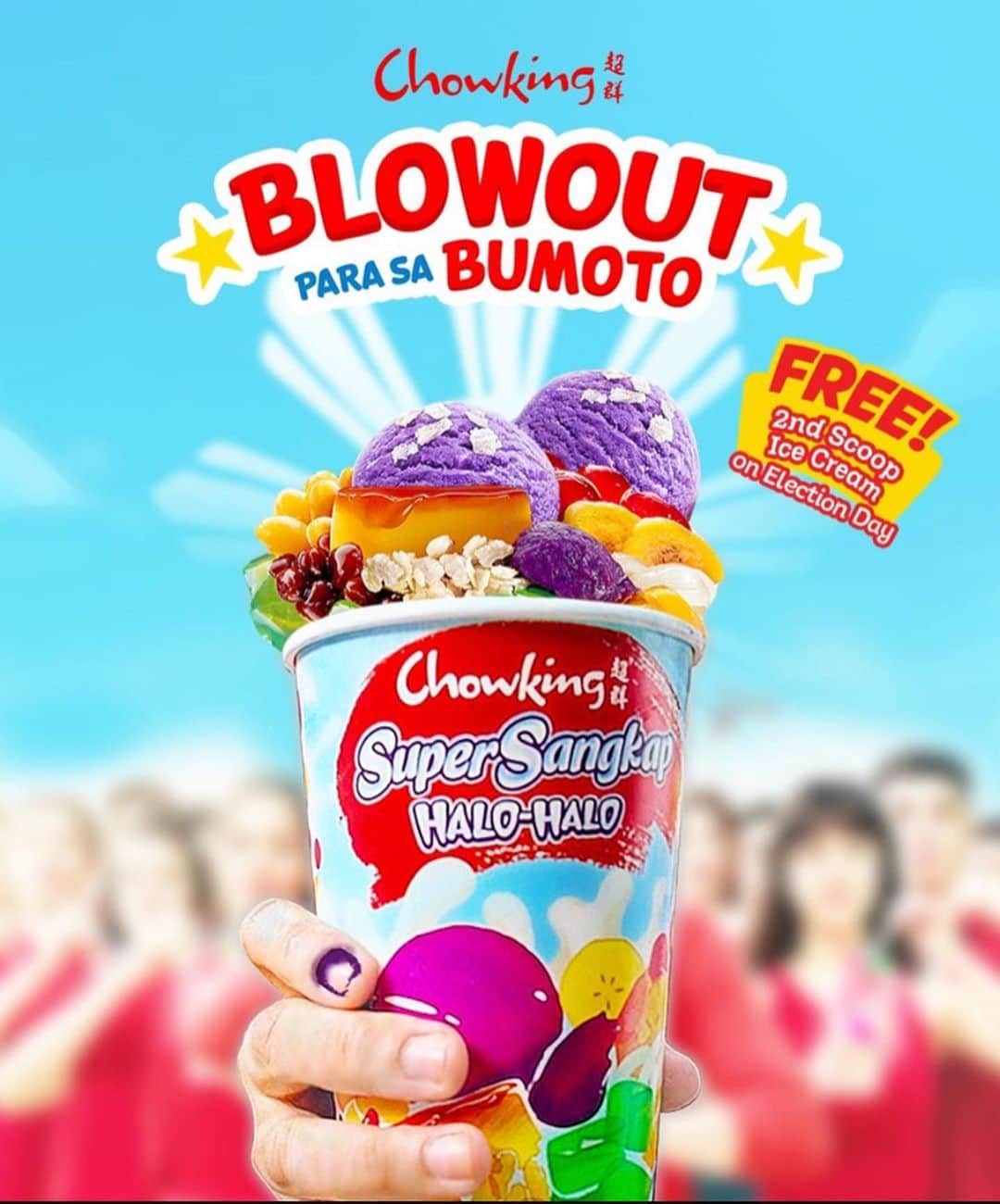Kim Chiuさんのインスタグラム写真 - (Kim ChiuInstagram)「CHOWKING BLOW OUT para sa mga BUMOTO!🇵🇭. get a FREE 2nd scoop of ice cream once you purchase supersangkap halohalo or milky white halohalo just show your finger with indelible ink then tadah!!!! get that extra scoop of ice cream!!!!👍🏻 promo is available nationwide, dine in and take out for today only!❤️. Beat the Heat with Chowking Super Sangkap Halo-Halo!!!!☀️. . VOTE WISELY☝🏻. May the good Lord bless and guide us all❤️ #halohalongbayan @chowkingph @chamjodigo #taraletschow .  AVAILABLE NATIONWIDE!🇵🇭」5月13日 13時08分 - chinitaprincess