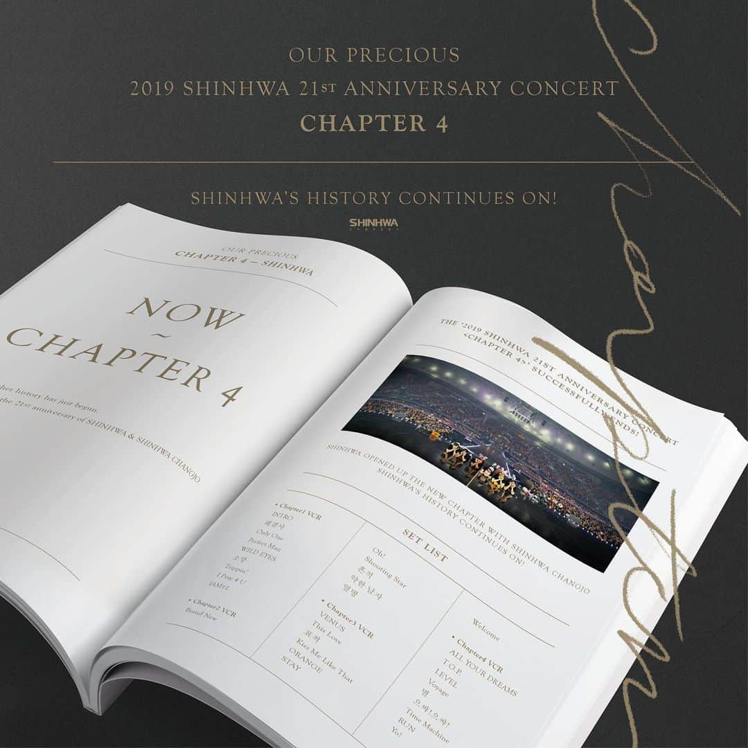 【公式】神話（SHINHWA）さんのインスタグラム写真 - (【公式】神話（SHINHWA）Instagram)「. [NOTICE] 2019 SHINHWA 21ST ANNIVERSARY CONCERT 'CHAPTER 4' . 신화와 신화창조가 함께 새롭게 시작한 신화의 ‘CHAPTER 4’ . 4월 20일, 21일 양일동안 함께 해주신 모든 분들께 다시 한번 감사의 말씀을 전합니다. . 그날의 소중한 추억을 담은 공연실황 영상은 발매 계획이 정해지는 대로 알려드리겠습니다. . 앞으로도 계속될 신화의 이야기에 신화창조 여러분들의 많은 관심과 응원 부탁드립니다. . 감사합니다. . #SHINHWA #신화 #SHINHWA_21ST_CONCERT #21주년 #콘서트 #CHAPTER4 #KSPO_DOME #에릭 #이민우 #김동완 #신혜성 #전진 #앤디」5月13日 13時47分 - shinhwa_official