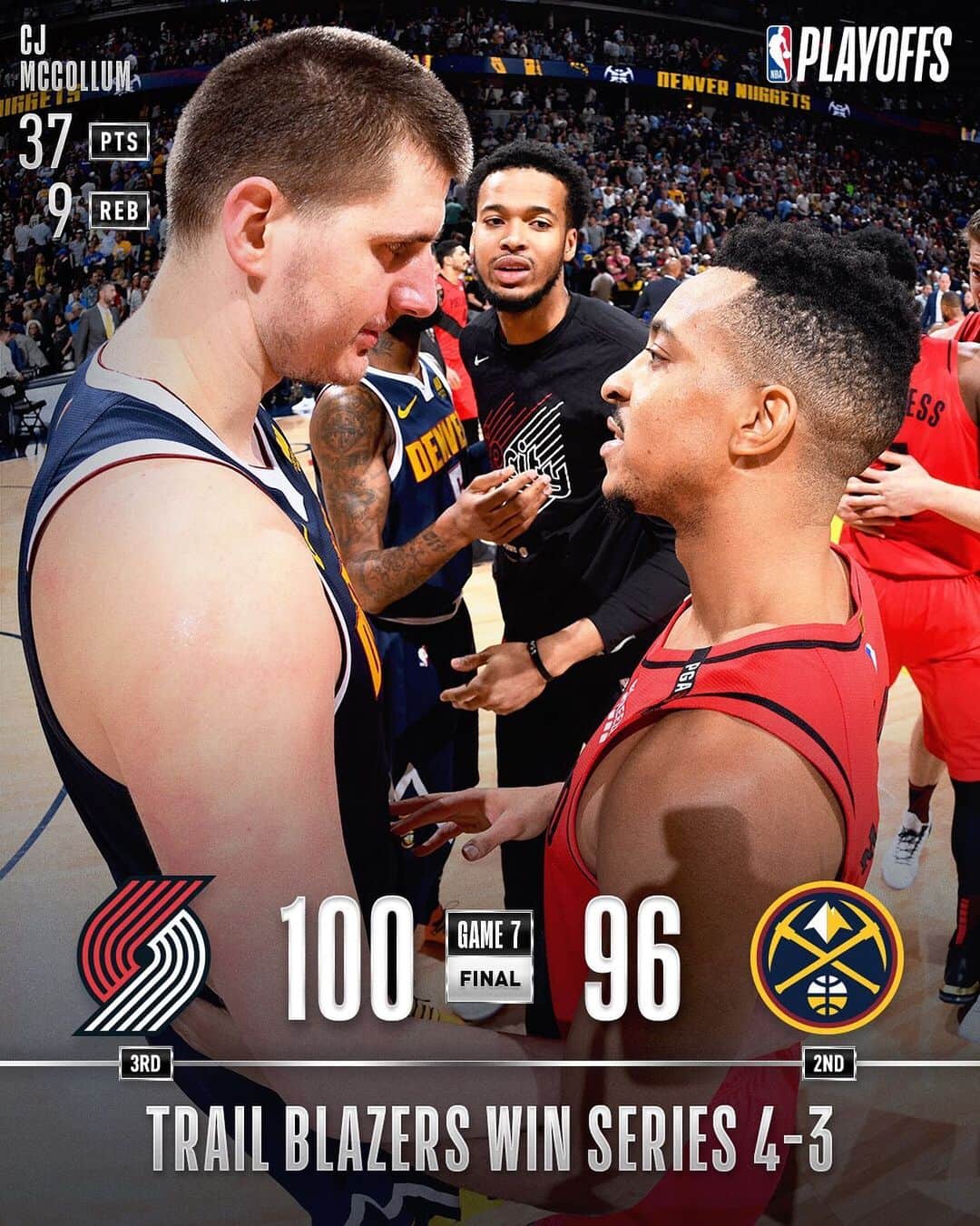 NBAさんのインスタグラム写真 - (NBAInstagram)「The @trailblazers defeat the @nuggets 100-96 in GAME 7 to advance to the Western Conference Finals!」5月13日 8時06分 - nba