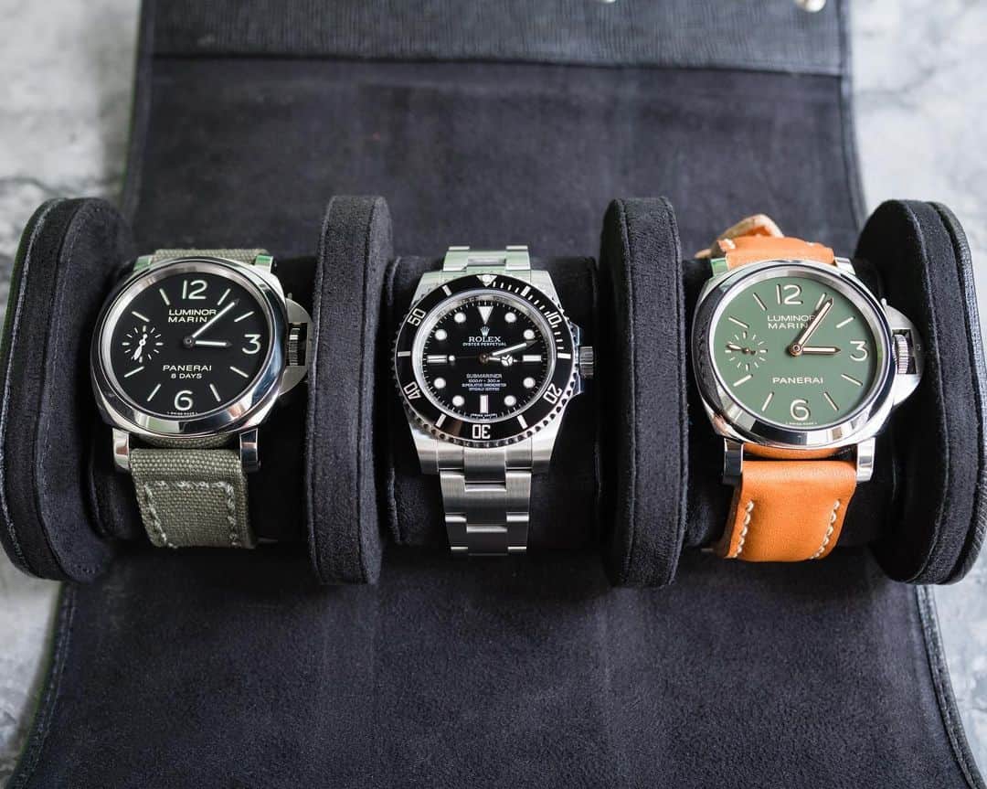 パネライのインスタグラム：「How about an amazing #Panerai sandwich in the @ebw.inc custom travel case 😍. #PAM510 & #PAM911 #paneraicentral #rolex」