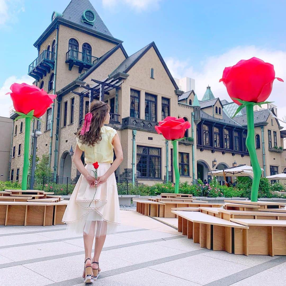 小沼瑞季さんのインスタグラム写真 - (小沼瑞季Instagram)「👸🏰🌹💛﻿﻿ ﻿﻿ 紀尾井町でおっきな薔薇のオブジェ発見😳🌹﻿﻿ ﻿﻿ ﻿﻿ ベルを意識して黄色の服で﻿﻿ バラを一輪持ってみた👸💖ふふふ〜🎶笑﻿﻿ ﻿ ローズガーデンも出来ていて﻿ 来週あたりには満開になりそう🌹💕✨﻿ ﻿ ﻿﻿ tops♡#snidel﻿﻿ skirt,sandal♡#chesty﻿﻿ ﻿﻿ ﻿﻿ #紀尾井町#東京ガーデンテラス紀尾井町#赤坂プリンスクラシックハウス#紀尾井タワー#kioiroseweek#rosegarden#beautyandthebeast#disneybound#ローズガーデン#花のある暮らし#花のある生活#薔薇#バラ園#スナイデル#フォトジェニック#チェスティ#ディズニーコーデ#ベルコーデ#美女と野獣#みいきコーデ」5月13日 22時17分 - mizukikonuma