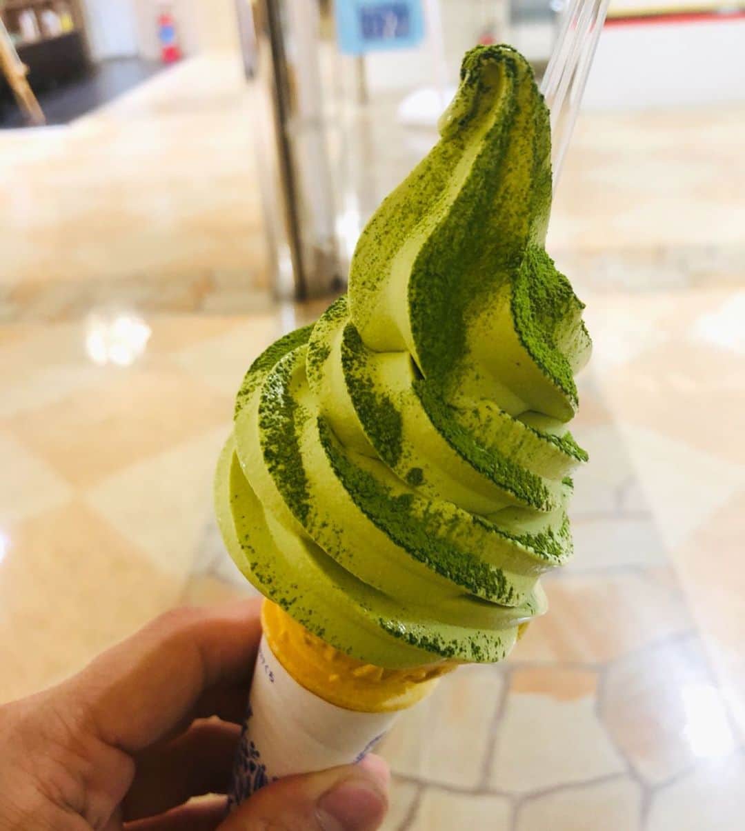 のインスタグラム：「抹茶ソフトが食べたくて... #ばりうまかっ福岡展 #梅野製茶園 #八女新茶ソフト #私のうすい百貨店  #郡山市 #福島県  生放送終わり行っちゃいましたぁ 明日夕方5時までです😋」