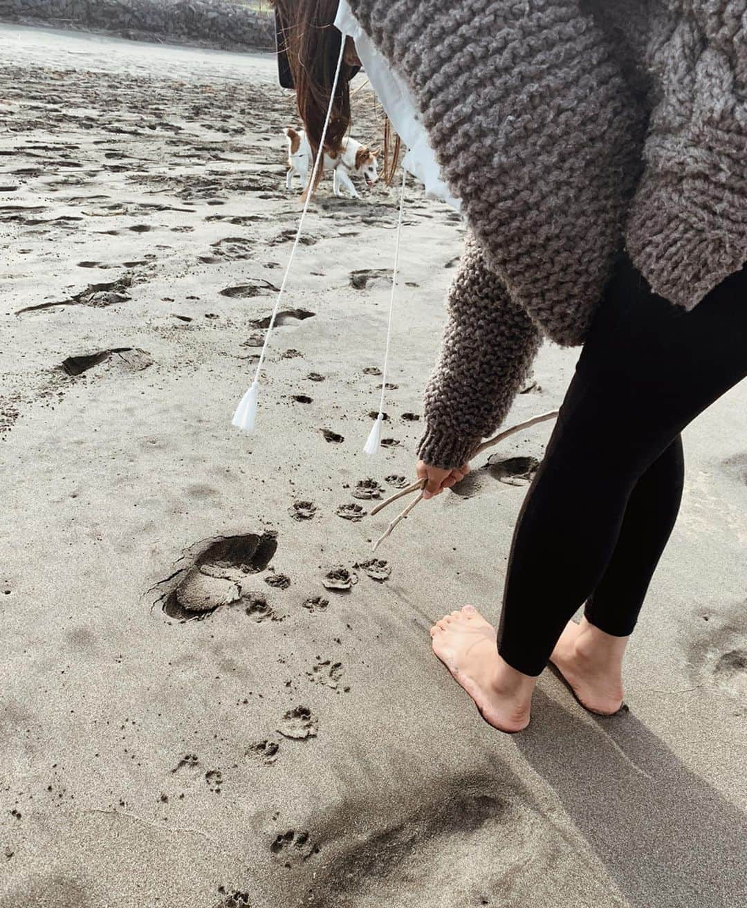 栗山遥さんのインスタグラム写真 - (栗山遥Instagram)「お散歩がてら DIY用の流木を拾いに🕊🐚 毎週末、海で過ごすの 最高だ😚 この日は海入らなかったけど、 砂浜がふかふか暖かくて 気持ちよかったな DIYの出来上がりを早くみんなに見せたい😚✨ #DIY#surfing」5月13日 21時43分 - harukakuriyama