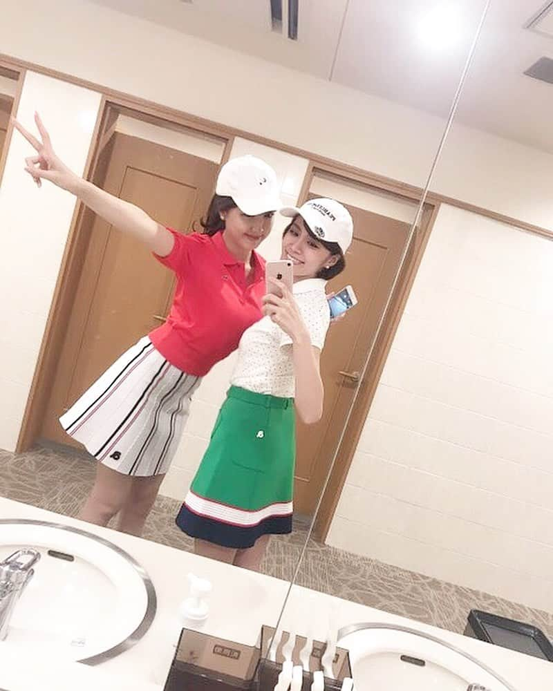 伽奈のインスタグラム：「偶然お揃いだった#archivio 👗 #golf」