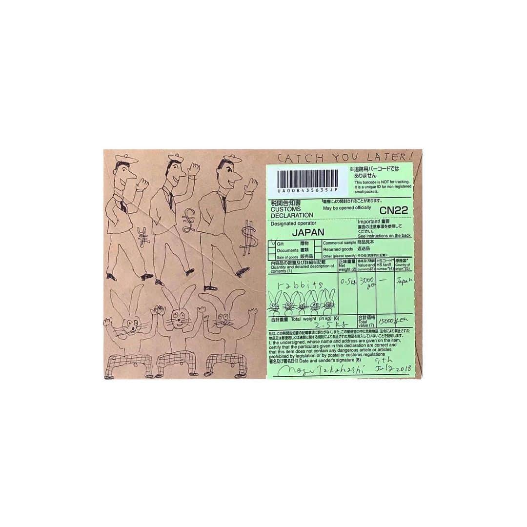 Mogu Takahashiのインスタグラム：「Catch you later 110x165mm pen on envelope / 2018 Sold #mogutakahashi」
