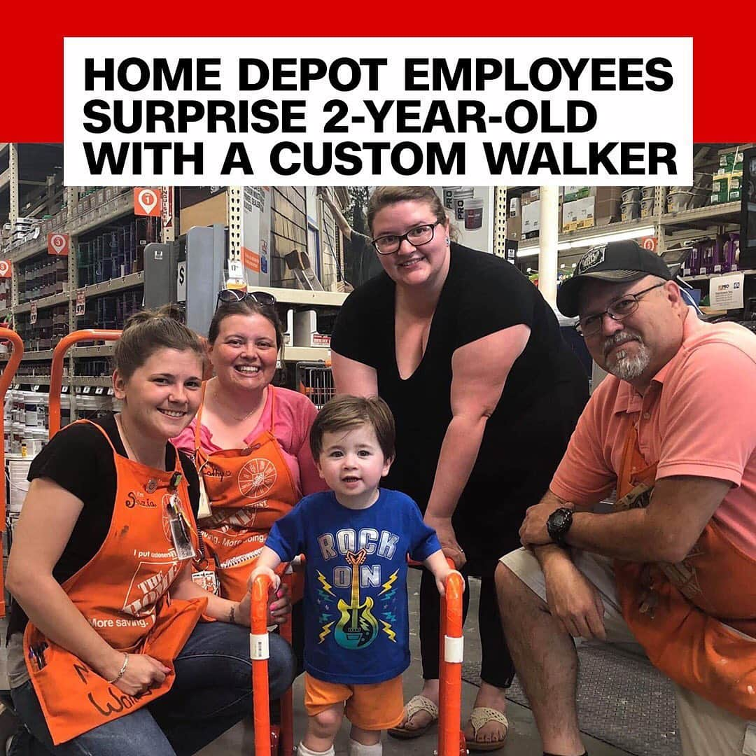 CNNさんのインスタグラム写真 - (CNNInstagram)「This 2-year-old boy has hypotonia, a syndrome that impacts his muscle tone and makes it hard to get around. When Logan's parents walked into Home Depot looking for supplies for a DIY walker, employees went above and beyond. They built him a walker out of PVC pipes and put his name on it. They refuse to accept a dime. "I couldn't believe they were willing to do that. It took everything I had not to cry because it hasn't been an easy road for my son. He has had a hard time doing things that would be easy for most children his age," Logan's mother, Christian Moore. (📸: Christian Moore)」5月28日 10時29分 - cnn