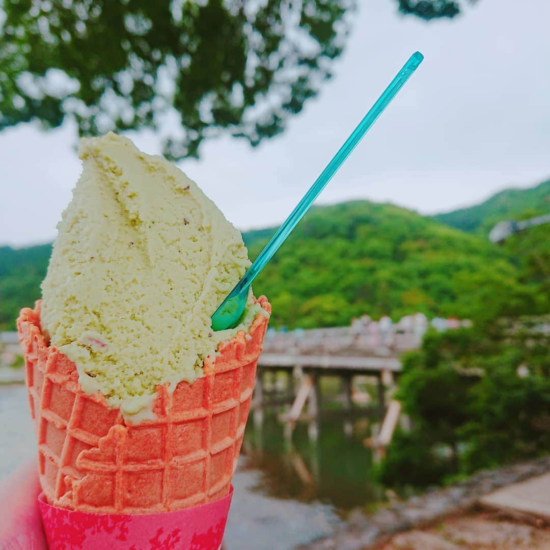 なつ葵さんのインスタグラム写真 - (なつ葵Instagram)「🍨🍦新緑アイス🍦🍨 #kyoto #嵐山#京都グルメ #ジェラート#美味しい#新緑#green #観光地 #地元 #なつ葵」5月28日 14時02分 - natsuki_taiyaki