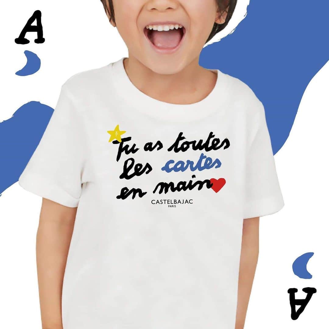 のインスタグラム：「Laissez vous prendre au jeu de notre nouvelle collection capsule "As de Coeur"! N'hésitez plus, RDV sur notre e-shop pour découvrir l'intégralité de cette collection qui promet des Cool'heures !  Let you get fall into the game of our new capsule collection "As de Coeur"! Don’t hesitate, RDV on our e-shop to discover the entire collection that promises Cool'hours!  #Castelbajac #HappyCulture」
