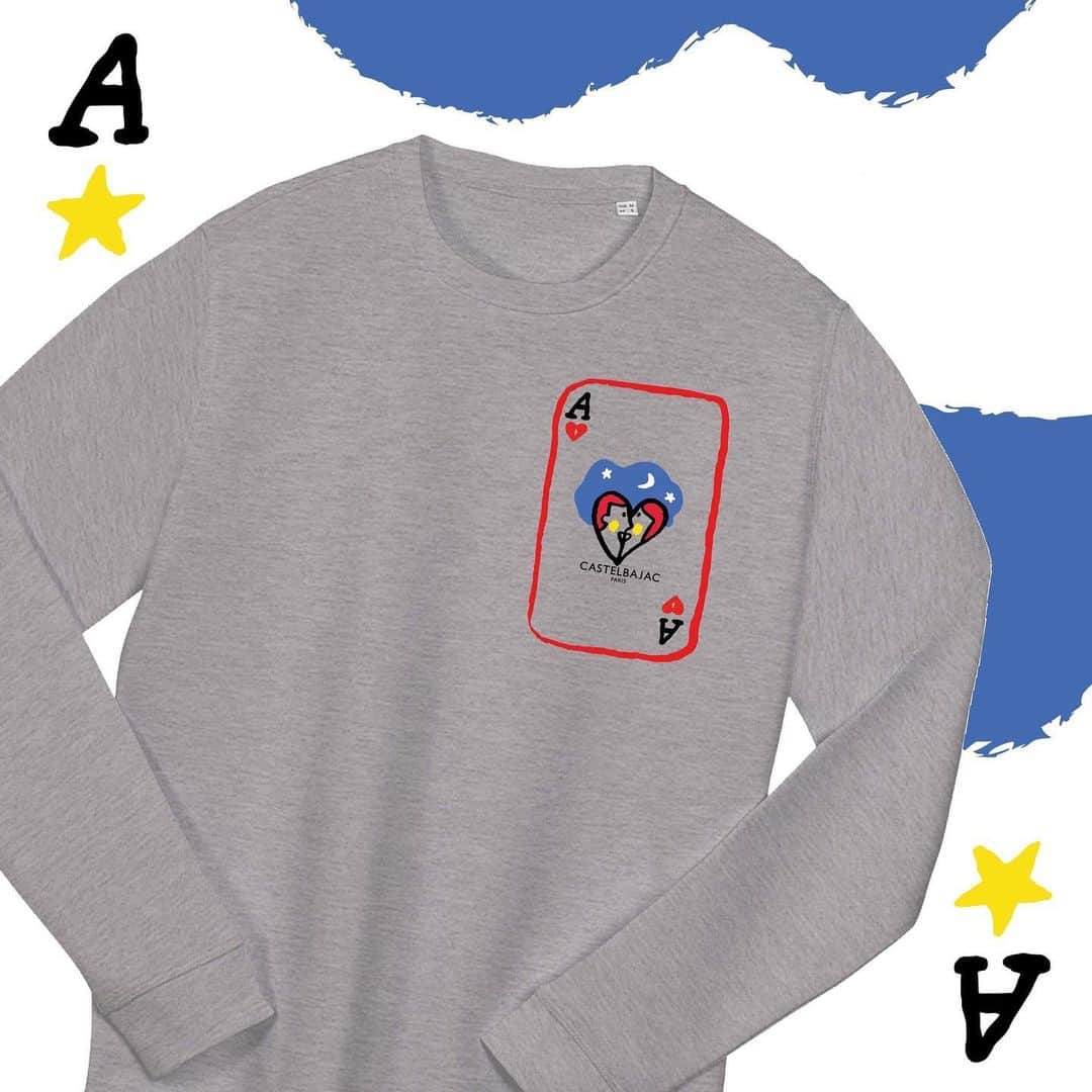 のインスタグラム：「Laissez vous prendre au jeu de notre nouvelle collection capsule "As de Coeur"! N'hésitez plus, RDV sur notre e-shop pour découvrir l'intégralité de cette collection qui promet des Cool'heures !  Let you get fall into the game of our new capsule collection "As de Coeur"! Don’t hesitate, RDV on our e-shop to discover the entire collection that promises Cool'hours!  #Castelbajac #HappyCulture」