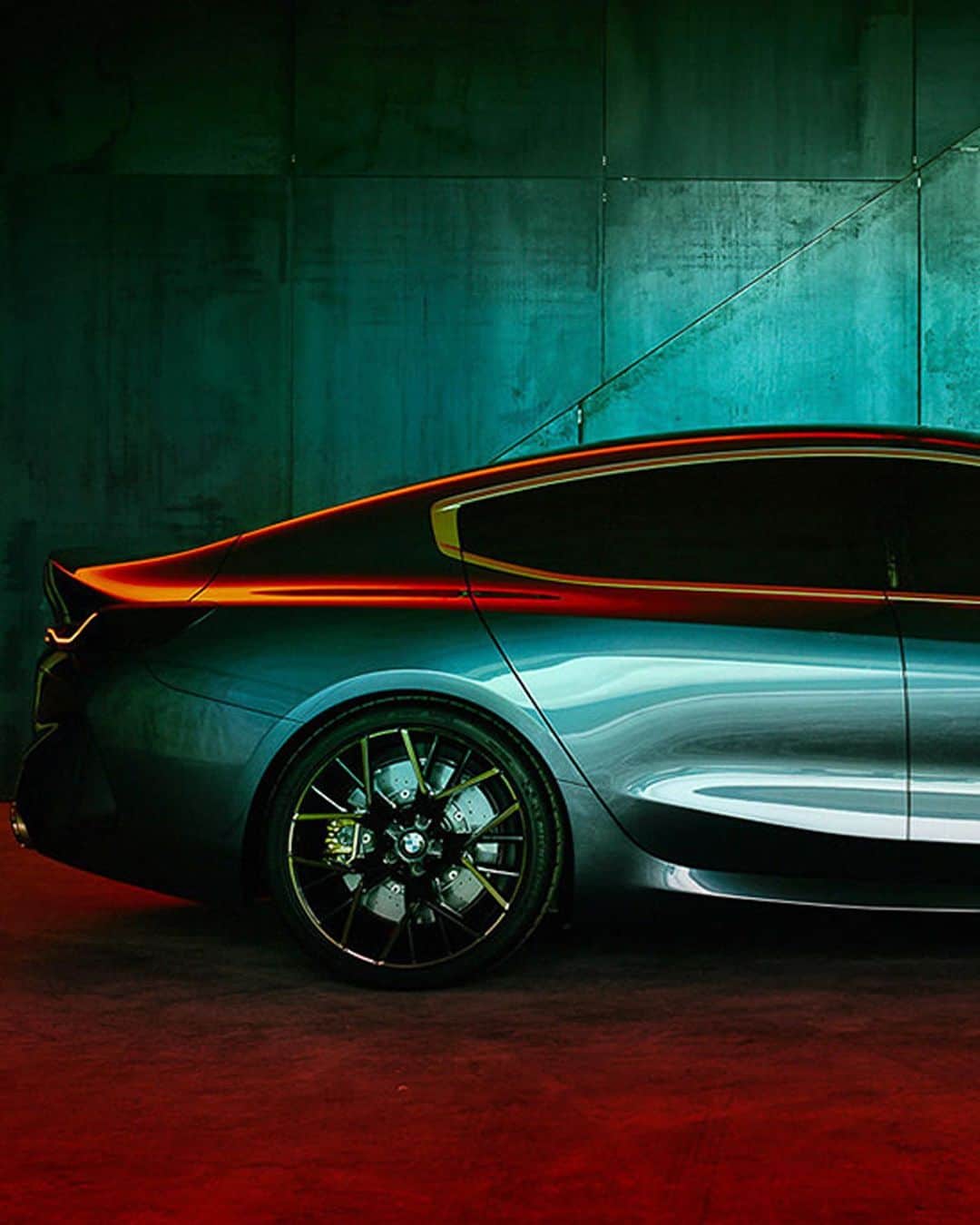 BMWのインスタグラム：「What the color of fame looks like. The BMW Concept M8 Gran Coupé shot and edited by Konrad Schmidt. #THE8 #BMW #8Series #GranCoupé」