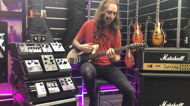 A Place to Bury Strangersのインスタグラム：「Pedal demo at @overdrive.cl @deathbyaudioeffects #santiago #chile #deathbyaudioeffects #aptbs #aplacetoburystrangers」