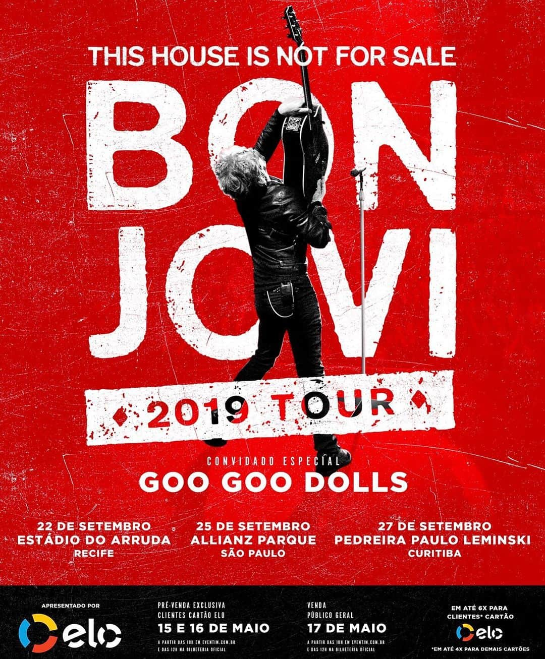 Bon Joviさんのインスタグラム写真 - (Bon JoviInstagram)「Three Brazil dates have been added to our 2019 This House Is Not For Sale Tour! Pre-sales begin tomorrow at 10am BRT and public on-sale begins on May 17 at 10am BRT. Visit bonjovi.com for more information. Dates below👇 #THINFStour  SEPTEMBER 22nd, 2019 – ESTÁDIO DO ARRUDA – RECIFE • SEPTEMBER 25th, 2019 – ALLIANZ PARQUE – SÃO PAULO • SEPTEMBER 27th, 2019 – PEDREIRA PAULO LEMINSKI – CURITIBA」5月14日 3時03分 - bonjovi