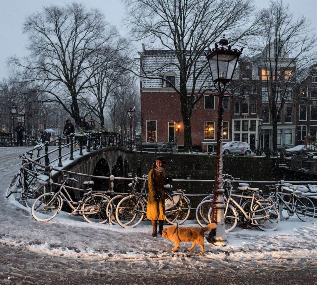 National Geographic Travelさんのインスタグラム写真 - (National Geographic TravelInstagram)「Photo by Muhammed Muheisen @mmuheisen | During a snowfall in Amsterdam and one of its canals. For more photos and videos from different parts of the world, follow me @mmuheisen and @mmuheisenpublic #muhammedmuheisen #amsterdam #netherlands」5月14日 3時58分 - natgeotravel