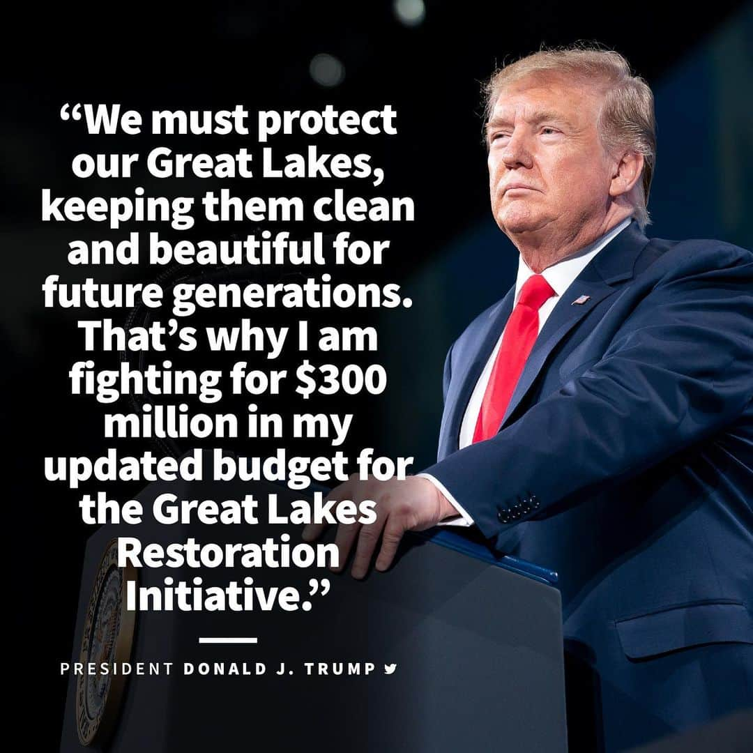 ドナルド・トランプさんのインスタグラム写真 - (ドナルド・トランプInstagram)「We must protect our Great Lakes, keeping them clean and beautiful for future generations. That’s why I am fighting for $300 million in my updated budget for the Great Lakes Restoration Initiative.」5月14日 9時19分 - realdonaldtrump