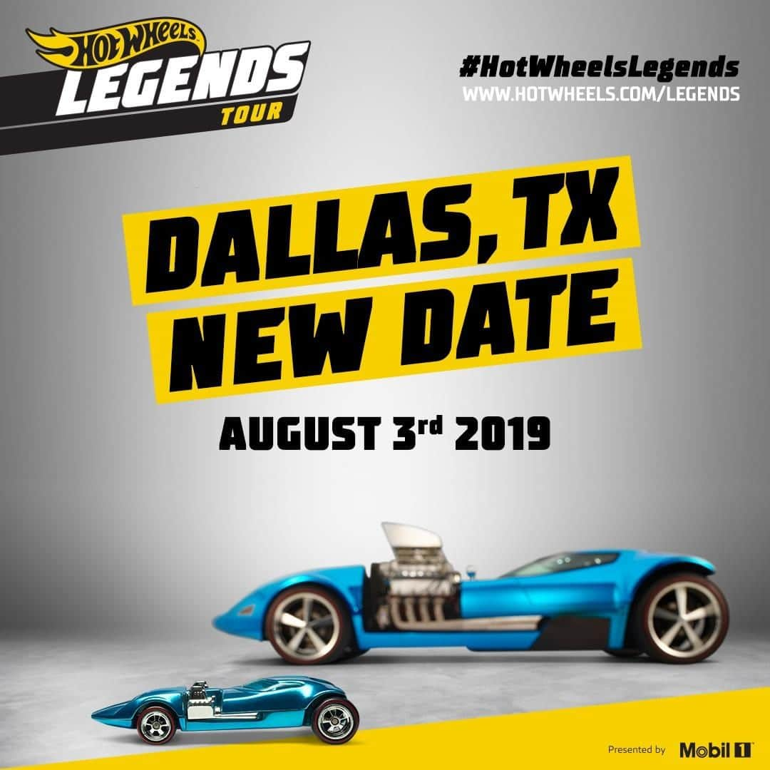 Hot Wheelsさんのインスタグラム写真 - (Hot WheelsInstagram)「Mark your calendars, Dallas! We’re heading to your neighborhood on August 3rd for the #HotWheelsLegends Tour to find the next legendary ride to be made into a die-cast car. Come out and join us for an epic day of awesome cars, fun activities, and much more! All registered cars from the postponed event will automatically be registered to our new date on 8/3/2019.」5月15日 2時02分 - hotwheelsofficial