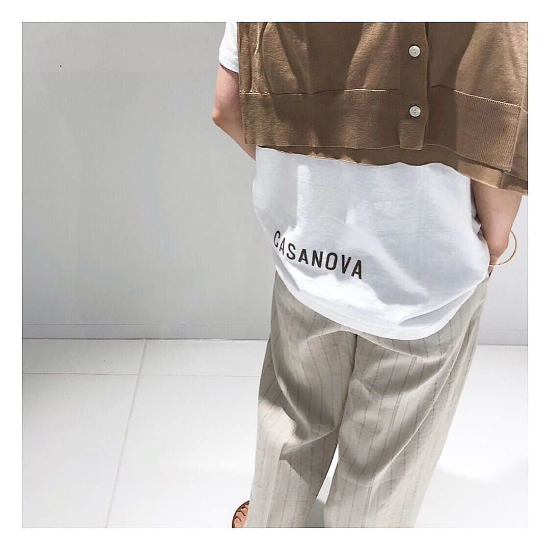 plageさんのインスタグラム写真 - (plageInstagram)「〝CASANOVA T/CASA BLANCA T〟﻿ 5/16(thu.)ON SALE！﻿ 1-2.﻿ ・CASANOVA T﻿ ¥8,500+tax﻿ col:ホワイト/ベージュ﻿ size:free﻿ ・リネンストライプ スラックス﻿ ¥19,000+tax﻿ col:ナチュラル/ブラック﻿ size:34/36/38﻿ ﻿ 3.﻿ ・CASA BLANCA T﻿ ¥9,500+tax﻿ col:ホワイト/ベージュ﻿ size:free﻿ ・R′IAM サテンキャミワンピース﻿ ¥21,000+tax﻿ col:ブラウン/ブラック﻿ size:36/38﻿ ﻿ #Plage #プラージュ﻿ #baycrews #fashion ﻿ #coordinate」5月14日 21時00分 - plage_jp