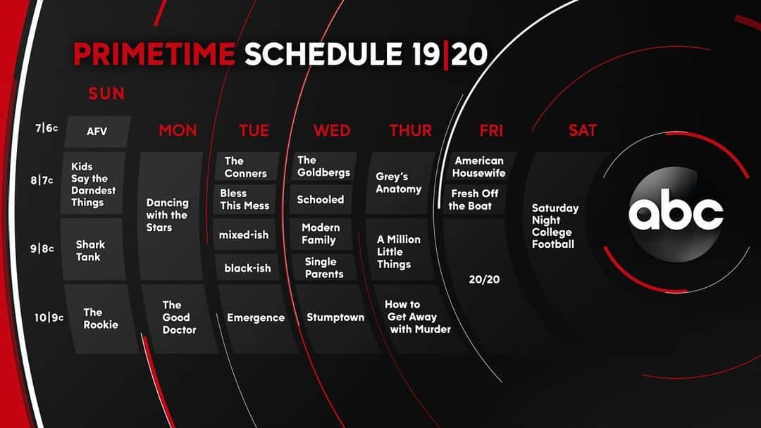 アメリカン・ブロードキャスティング・カンパニーのインスタグラム：「ABC’s new Fall schedule is here! What are you excited to watch? #ABCUpfront」