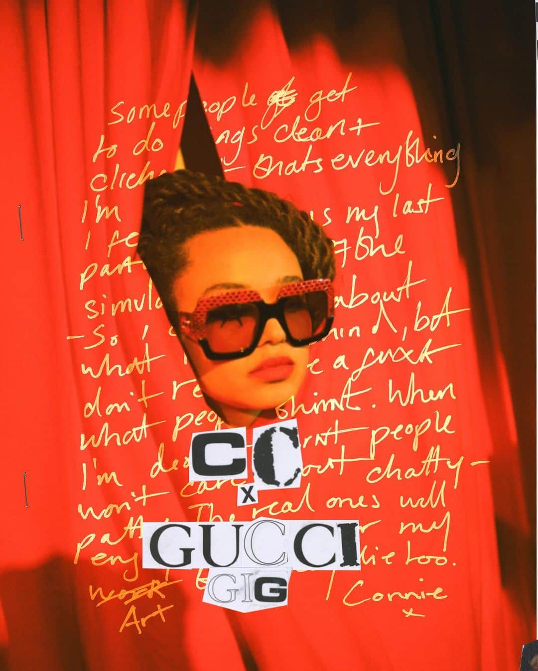 グッチさんのインスタグラム写真 - (グッチInstagram)「For #GucciGig featuring distinctive styles of #GucciEyewear, the British singer-songwriter Connie Constance @itsconniesworld directed and produced a zine with graphic designer Morgan Benjamin @jaintwo and photographer Sophie Jones @sophographylondon, whose work documents London’s youth culture. Featuring images from her recent European tour, Connie Constance is seen on and off-stage, wearing Gucci’s bold oversized glasses in Havana acetate and soft grey leather. The titles of her songs appear scrawled like headlines to a manifesto of the near future. Connie takes from her homeland’s punk history while moving it forward. —@ana_kinsella  Every musician from #GucciGig has created a playlist on #Gucci’s new Spotify profile, discover Connie Constance’s mashup of favorite Nigerian artists on her playlist ‘Agbalumo’ through link in bio. @alessandro_michele」5月15日 0時58分 - gucci