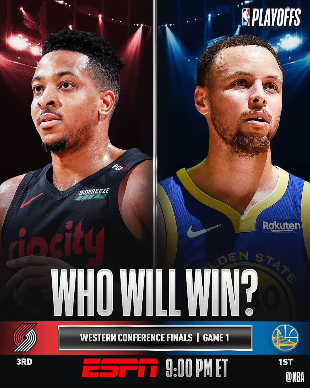 NBAさんのインスタグラム写真 - (NBAInstagram)「The Western Conference Finals between the @trailblazers & @warriors tips off TONIGHT... 9:00pm/et on ESPN!」5月15日 1時32分 - nba