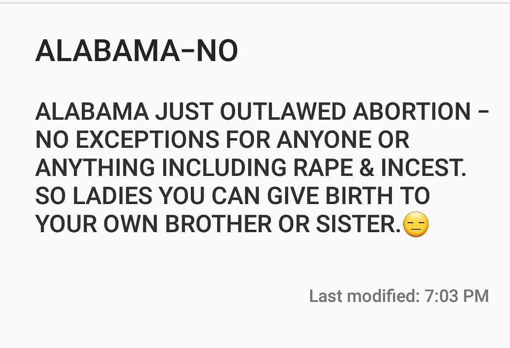 ガソリングラマーさんのインスタグラム写真 - (ガソリングラマーInstagram)「We have become women incubators no rights this is the beginning of the end for #womensrights #CIVILRIGHTS @ppact @aclu_nationwide @cecilerichards @huffpostwomen #keepabortionlegal #prochoice #istandwithplannedparenthood #aclu @supermajority #supermajority •••••••••••••••••••••••••••••••••••••••••••••••••dont get me wrong if you want to have children have tons but we should never ever be forced to have children full stop and btw if men were pregnant none of this would be happening. 99 years in jail for women and doctors 10 years for attempted abortion for docs. only exception for severe medical risk to the woman. #roevwadeo」5月15日 11時08分 - gasolineglamour