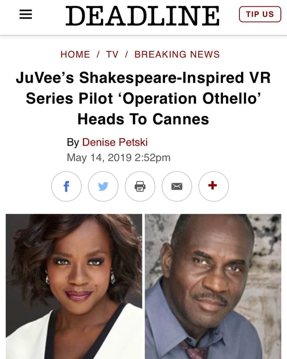 ヴィオラ・デイヴィスさんのインスタグラム写真 - (ヴィオラ・デイヴィスInstagram)「So proud!!! ❤️❤️❤️ #OperationOthello #JuVee #Cannes ・・・ We’re thrilled to announce our new Shakespeare-inspired virtual reality series pilot, Operation Othello! We will be joining the official 2019 lineup for Cannes Film Festival’s Marché du Film XR Arcade May 14-19, along with our amazing collaborators @Oculus, @Division7, @BethGrantActor, and @marythechief. #Cannes #JuVeeProductions #OperationOthello #Oculus #VR #VirtualReality #LinkInbio Repost from @juveeproductions」5月15日 12時31分 - violadavis
