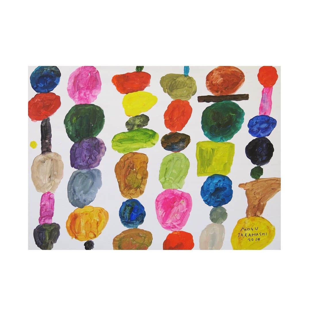 Mogu Takahashiのインスタグラム：「Colorful stones 727x530mm Gouache on wood / 2018 Available ﻿—————————————﻿﻿ ﻿﻿ Mogu Takahashi ﻿﻿ “ A Little Hat On You "﻿﻿ ﻿﻿ Exhibition: 8th May - 1st June﻿﻿ ﻿﻿ Lamination Drive ﻿﻿ Gallery hours: Wed - Fri 11-6 / Sat 12-5﻿﻿ 52 Budd St, Collingwood 3066﻿﻿ @lamingtondrive﻿﻿ ————————————————﻿﻿ * If you have any questions about this exhibition and artworks please contact to the gallery by Email. <info@lamingtondrive.com>﻿﻿ ————————————————﻿﻿ #lamingtondrive #melbourne #mogutakahashi #alittlehatonyou」