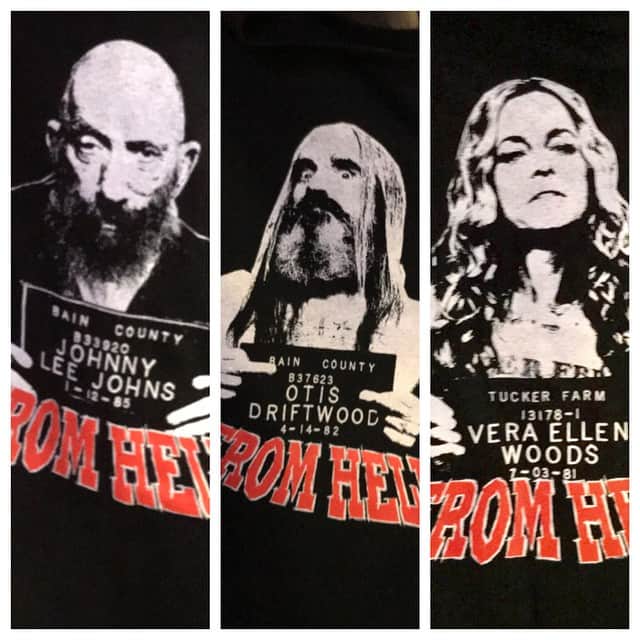 ロブ・ゾンビのインスタグラム：「Brand new THREE FROM HELL shirts available now at HALLOWEENTOWN! Drop by the store or go to www.halloweentownstore.com now! #robzombie #sherimoonzombie #billmoseley #sidhaig #threefromhell #freethethree #thedevilsrejects #houseof1000corpses」