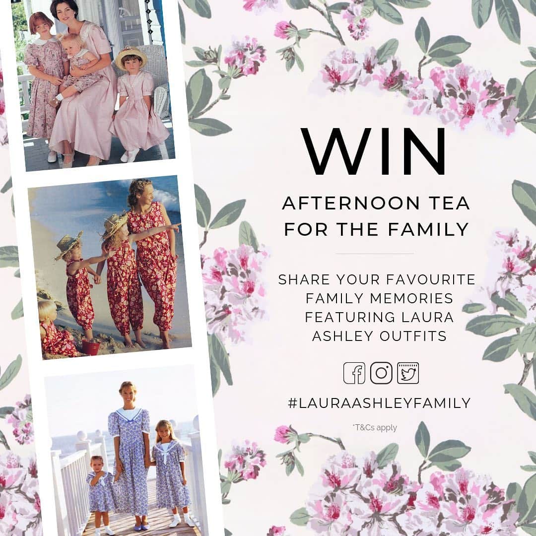 ローラアシュレイのインスタグラム：「COMPETITION ✨ In celebration of #FamilyDay we’re reminiscing with some great throwback family snaps from the Laura Ashley Archive.  We would love to see your fond family memories too. Whether old or new, share any photograph featuring a Laura Ashley outfit for the chance to win an Afternoon Tea treat for the family at one of our @LauraAshleyTheTeaRoom venues!  Enter by sharing your image on Instagram, Twitter or the Laura Ashley Facebook page using the hashtag #LauraAshleyFamily  T&Cs apply: Ends 12/06/19. UK only. Prize provided as a £150 Tea Room gift voucher. http://bit.ly/LAfamilyTCs」