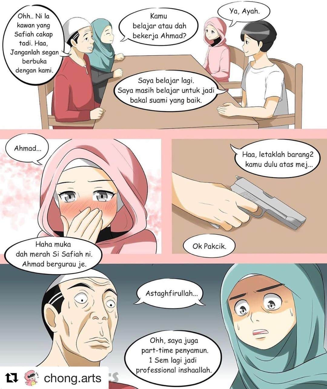 Koleksi Komik Malaysiaさんのインスタグラム写真 - (Koleksi Komik MalaysiaInstagram)「#Repost @chong.arts with @get_repost ・・・ Part 2 Gotta meet the parents first 😚 #ramadhan #fasting #bazar #drawing #comic #komikmalaysia #gengkomik #dailyart #digitalart  #hambar #malaysian #comicstrips」5月15日 18時29分 - tokkmungg_exclusive