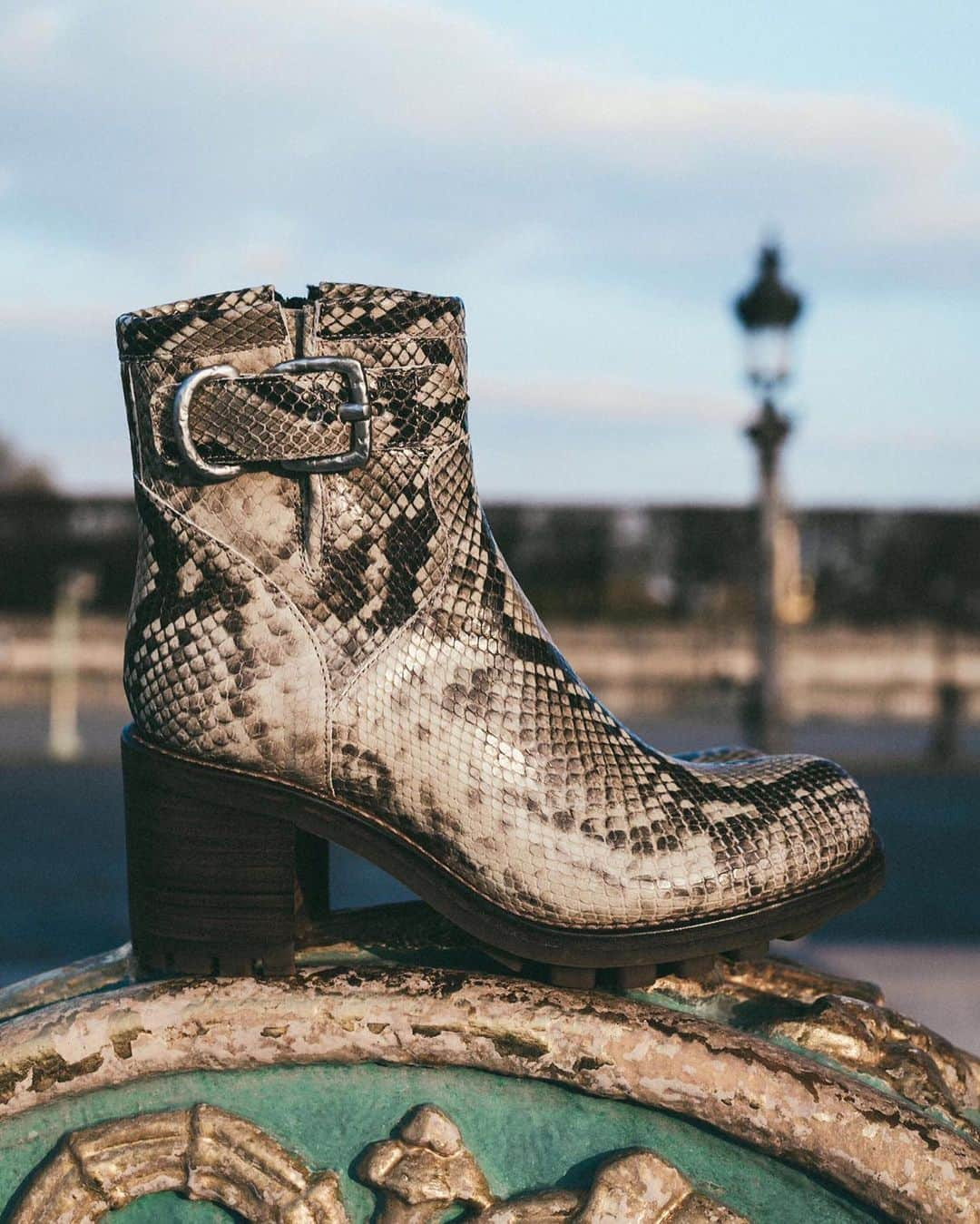 フリーランスさんのインスタグラム写真 - (フリーランスInstagram)「Les iconiques biker boots Justy 7 Small Gero Buckle en python 🐍 ☀️ . . Iconic Justy 7 Small Gero Buckle boots in python leather enjoying parisian sun ☀️🐍 #FreeLanceParis #FreeLanceshoes #madeinFrance」5月16日 1時06分 - freelance_paris