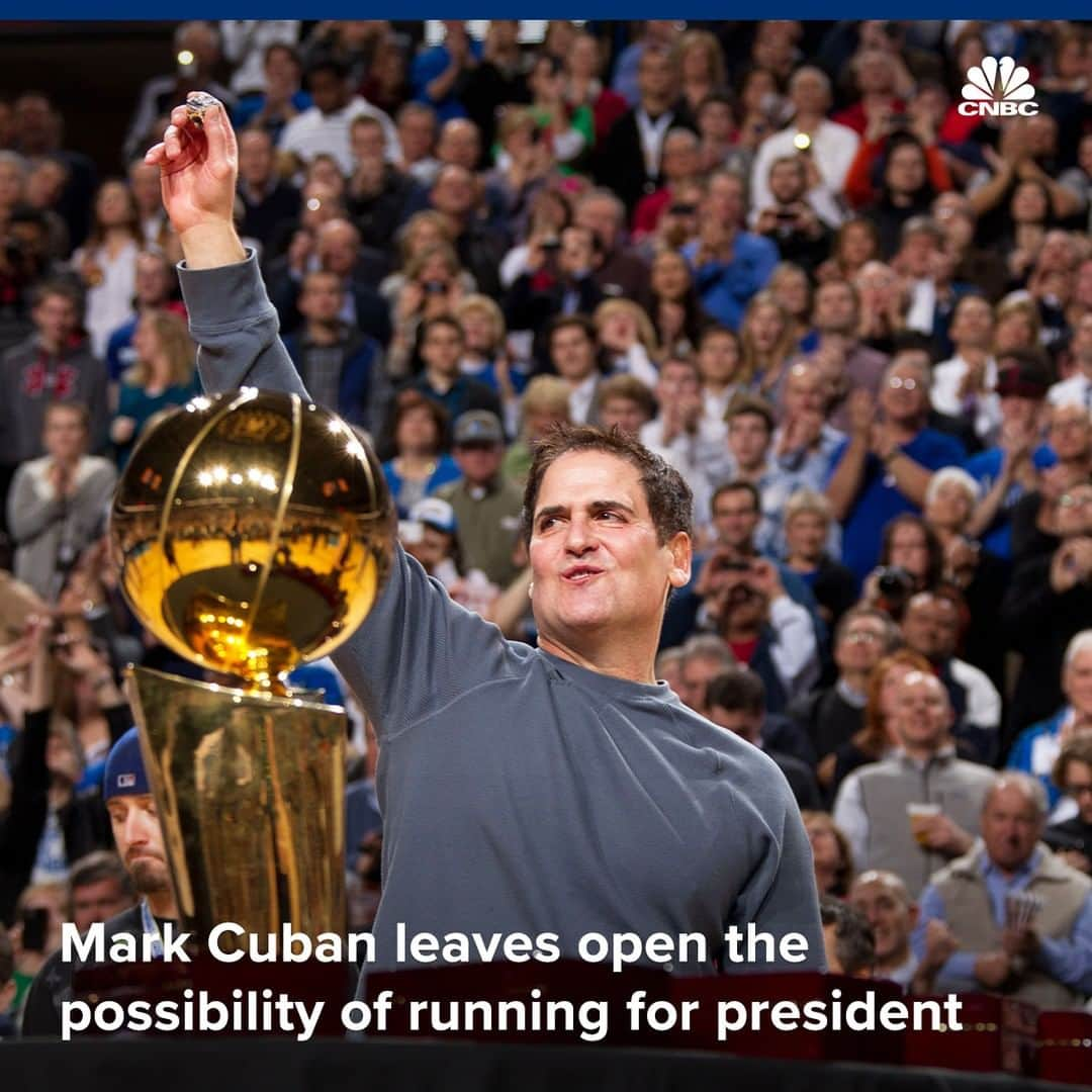 CNBCさんのインスタグラム写真 - (CNBCInstagram)「Billionaire entrepreneur Mark Cuban hasn’t ruled out an independent run for the White House in 2020. ⠀ ⠀ Cuban tells us that some things would need to happen for him to be motivated to run in 2020: "It would take the perfect storm for me to do it.” ⠀ ⠀ When asked who on the Democratic side has the best chance of winning, Cuban said “nobody right now.” Most of the Democratic proposals are just “headline porn,” he said.⠀ ⠀ “The reality is people don’t trust politicians,” the Dallas Maverick owner said. “If you look at why people voted for Donald Trump, in my opinion, first and foremost it was because he wasn’t a politician."⠀ ⠀ You can check out the full interview at the link in bio. ⠀ *⠀ *⠀ *⠀ *⠀ *⠀ *⠀ *⠀ #markcuban #entrepreneur #tech #mogul #business #magnate #billionaire #billions #money #president #whitehouse #2020candidate #democrats #republicans #donaldtrump #trump #politics #dallasmavericks #cnbc ⠀」5月16日 2時58分 - cnbc