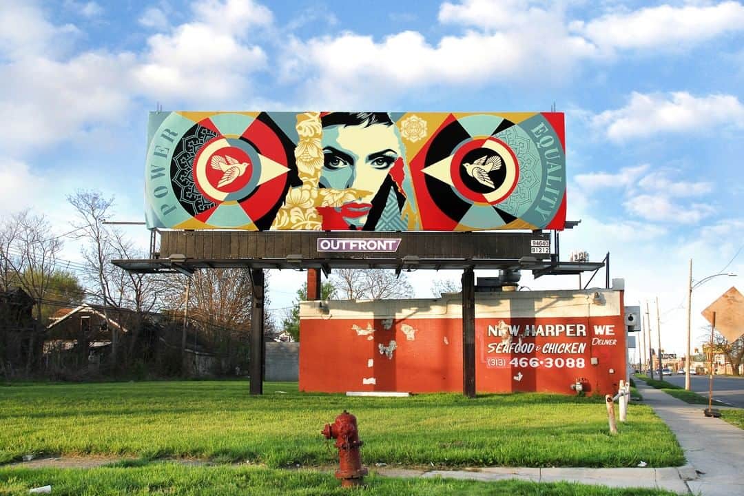 Shepard Faireyさんのインスタグラム写真 - (Shepard FaireyInstagram)「You can now find my art on billboards in Detroit throughout the month of May! When it came to this installation, I knew that I wanted to tap into the tremendous diversity and growth of the city and bring it to life in meaningful locations. Detroit has a long history of pushing the limits in music and art, and through this partnership with OUTFRONT Media, my team and I were able to not only capture the same fire and fight Detroit embodies, but also empower Detroiters to see graphic art as a meaningful part of the cityscape. I hope that these billboards inspire meaningful conversations and actions within the community. Thank you @outfrontmediausa for the amazing opportunity and giving my art a unique platform across the city. - Shepard」5月16日 5時05分 - obeygiant