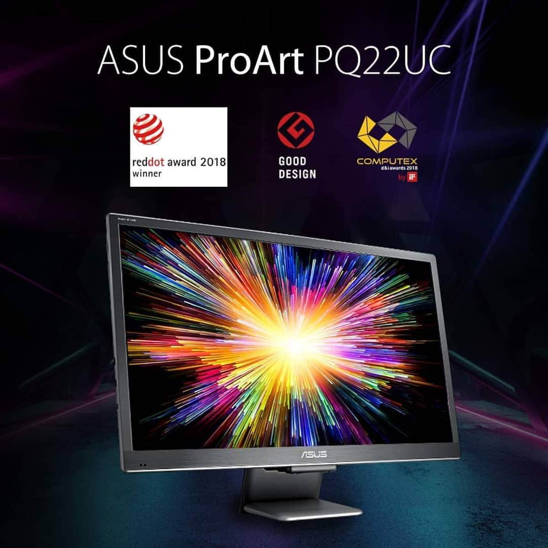 ASUSさんのインスタグラム写真 - (ASUSInstagram)「Can you imagine one product with 3 world’s biggest product design awards? Discover the precise color contrast in the extreme dark with #ASUS Proart #PQ22UC!​ #RedDotAward  #GoodDesign #Computex #ASUS_ProArtMonitor​」5月16日 16時01分 - asus