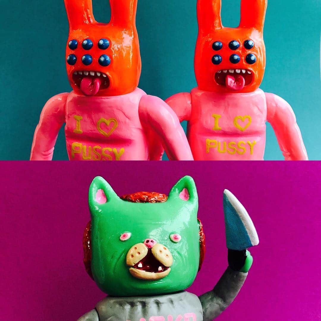 のインスタグラム：「今回台湾個展で買えるソフビは動物系です These sofuvi drop my show in Paradisetoy TAIPEI #paradisetoyland  #デハラユキノリ  #deharayukinori  #morlin #nekoobasan #tosakenta #otodo #satoshiyamamoto」