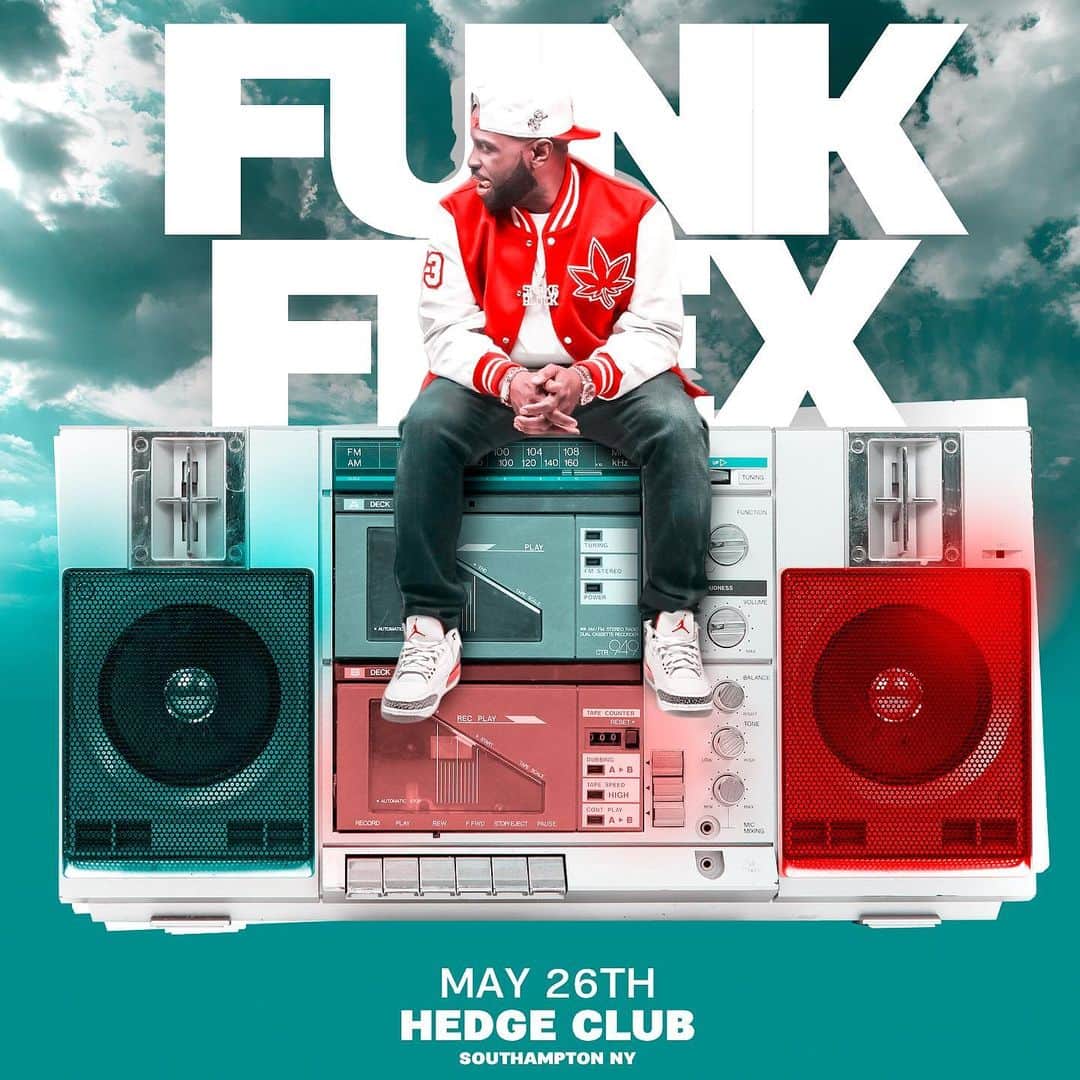 ファンクマスター・フレックスのインスタグラム：「Shhhhhh! Memorial Weekend Sunday! FunkFlex on the set for 3hours! Southampton! I will have u rocking on that dance floor! @litdigitaldjs」