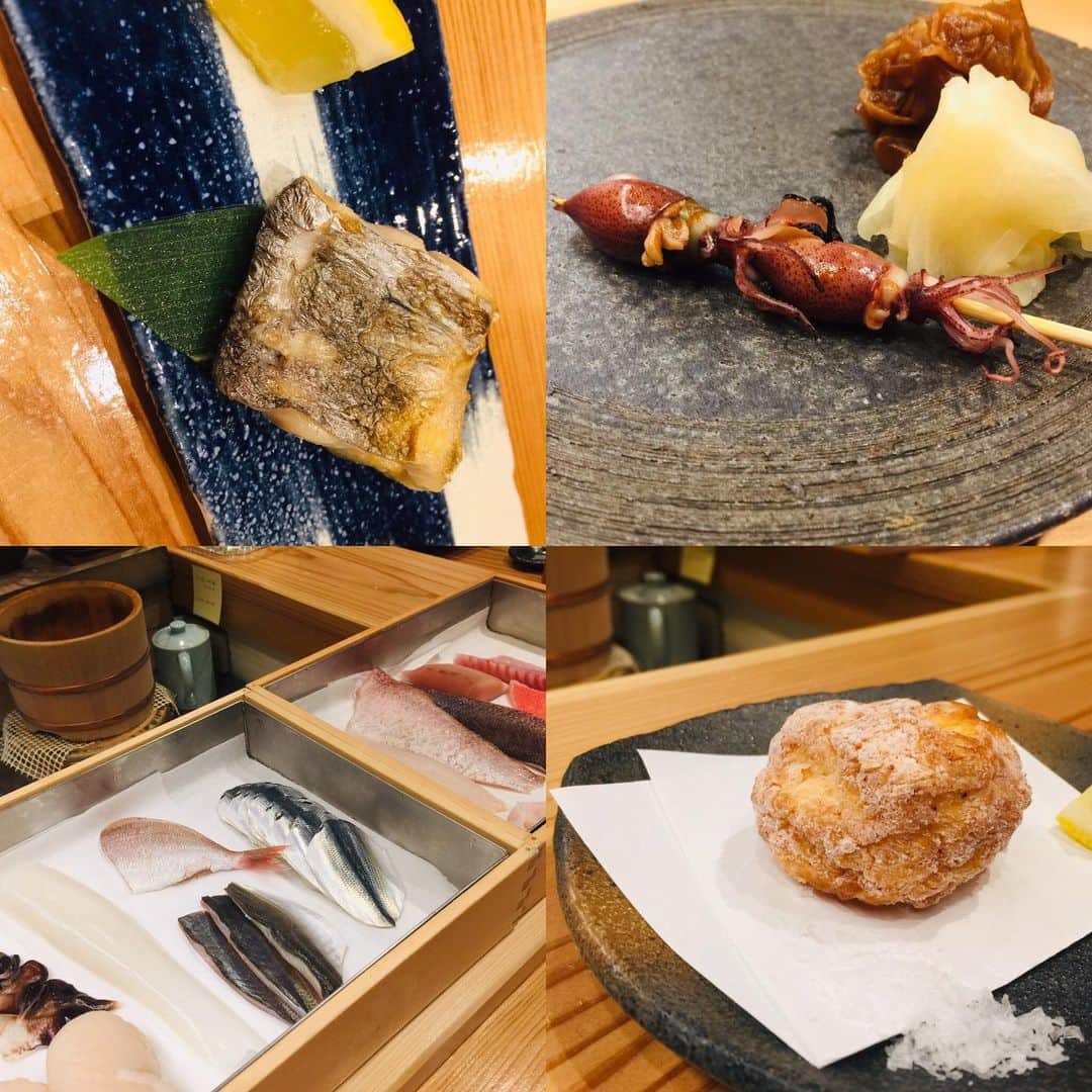 川崎麻世さんのインスタグラム写真 - (川崎麻世Instagram)「またまた築地の名店『秀徳 恵』で最高の江戸前鮨を頂いた🍣 今回は握りの数を抑えたが、今旬の生とり貝は二貫頂いた😋 明治座『細雪』の楽屋に寿司屋は新鮮を貫きたいと、新しい薔薇を贈ってくれ乗ってる寿司もバージョンアップ、マグロを運ぶターレまで付いてます。 感謝  #秀徳 #築地秀徳 #築地寿司 #川崎麻世 #川﨑麻世」5月16日 13時28分 - mayokawasaki
