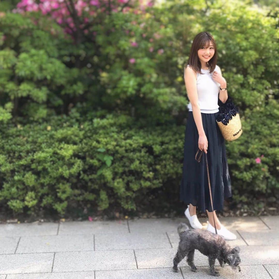 橘珠里さんのインスタグラム写真 - (橘珠里Instagram)「先日のコーデ🐕🎶 ⠀ ⠀ 最近ブルーが大好きすぎて、水色からネイビーまで、青いアイテムを見るとすぐに欲しくなってしまいます😍💙 ⠀ ⠀ コーデの詳細は、 プロフィールページ ( @jurinu )最後に記載のアドレスからチェックしていただけます♥︎ *----*----*----*----*----* #sscollectivejp #sslooksjp #shopstylejp  #pr #outfit #shopstyle #japanesefashion #maisondefleur #gu #uniqlo #maltipoo #kobelettuce #danielwellington #プチプラコーデ #夏コーデ #ジーユー #ジーユーコーデ #ユニクロ #ユニクロコーデ #神戸レタス #メゾンドフルール #大人コーデ #大人カジュアル #ブルーコーデ #ノースリーブニット #スカート #カゴバッグ #かごバッグ #ダニエルウェリントン #嫁グラフィー」5月17日 0時26分 - jurinu