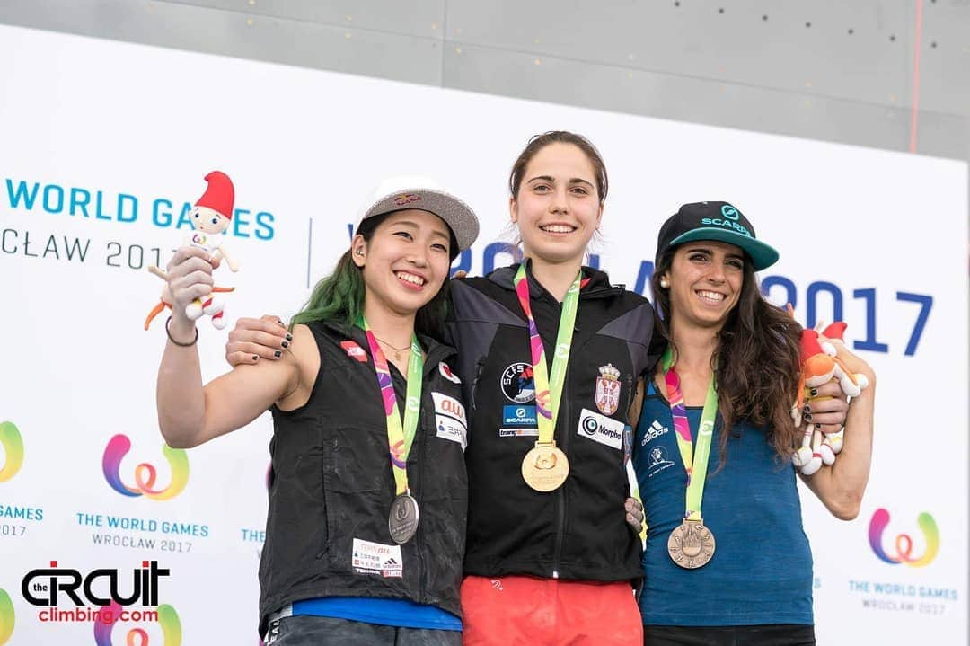 スターシャ・ゲージョさんのインスタグラム写真 - (スターシャ・ゲージョInstagram)「TOP 5 3rd place:  Gold medal at the World Games - Bouldering 2017, Wroclaw (POL)  My first senior victory at such a big event. The surprised face says it all. After a not so good qualifications, barely made it to finals, then barely warmed up. Then my mom and dad brought me back to life with some strong words, believing looks and good pats on the back. I was the only one to top all 4 problems. I didn't think I could do all those moves. Also it was a breakthrough after a tough beginning of the season I had in 2017, so I decided to spend more time at home, in Niš, during the summer. Worked out well.  Also a huge shoutout to the Polish crowd! What an amazing time I had!  Shot by @thecircuitclimbing 😁  @scarpaspa @trangoworldofficial @wingschalk @climbskinspain @morphoholds #worldgames #wroclaw #sportclimbing #throwback #top5」5月16日 19時39分 - gejostasa