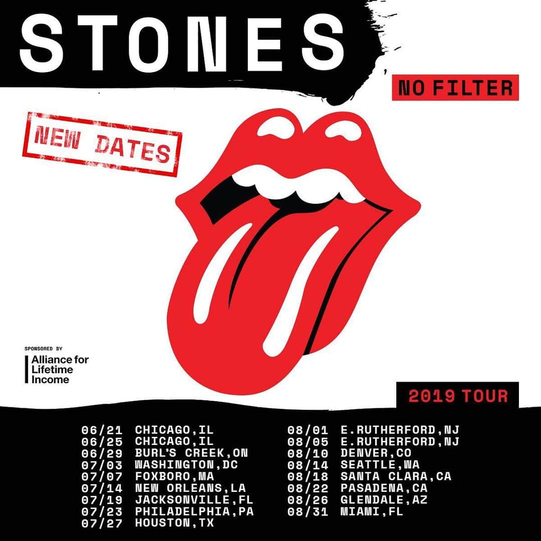 The Rolling Stonesさんのインスタグラム写真 - (The Rolling StonesInstagram)「We are delighted to announce the new US and Canada tour dates today! All of the cities from the previously postponed shows are locked in, starting at Soldier Field in Chicago on June 21st and including a brand new date in New Orleans! Tickets sold for the original date will be honoured - fans DO NOT need to exchange their tickets. Those who cannot attend the re-scheduled date can refund their tickets by accessing their Ticketmaster account. For transferred tickets, the refund will go to the fan who originally bought the tickets, once they have been transferred back.  Tickets for New Orleans will go on general sale Friday May 31, at 10am (local time). The pre-sale for the Rolling Stones mailing list will run from 10am on Wednesday May 29 to 10pm on Thursday May 30 (local time). We apologise again for any inconvenience the re-scheduling of these dates may have caused you and hope to see you at a show very soon!  #therollingstones #stonesnofilter #tour #newdates #USA #Canada」5月16日 20時00分 - therollingstones