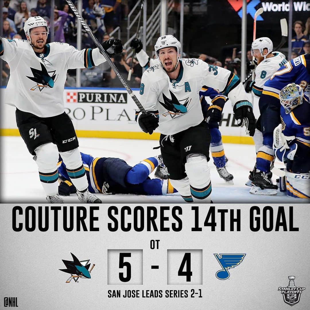 NHLさんのインスタグラム写真 - (NHLInstagram)「A last minute goal by @loganc89 and an OT winner from @erikkarlsson65 see the @sanjosesharks take a 2-1 series lead. #StanleyCup」5月16日 22時39分 - nhl